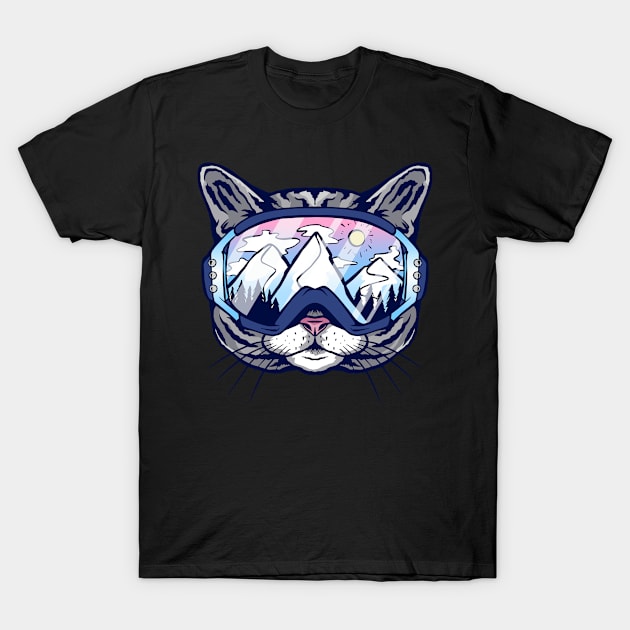 Snowboarder Cat T-Shirt by EarlAdrian